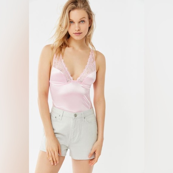 Urban outfitters pink satin lace bodysuit - Picture 1 of 8